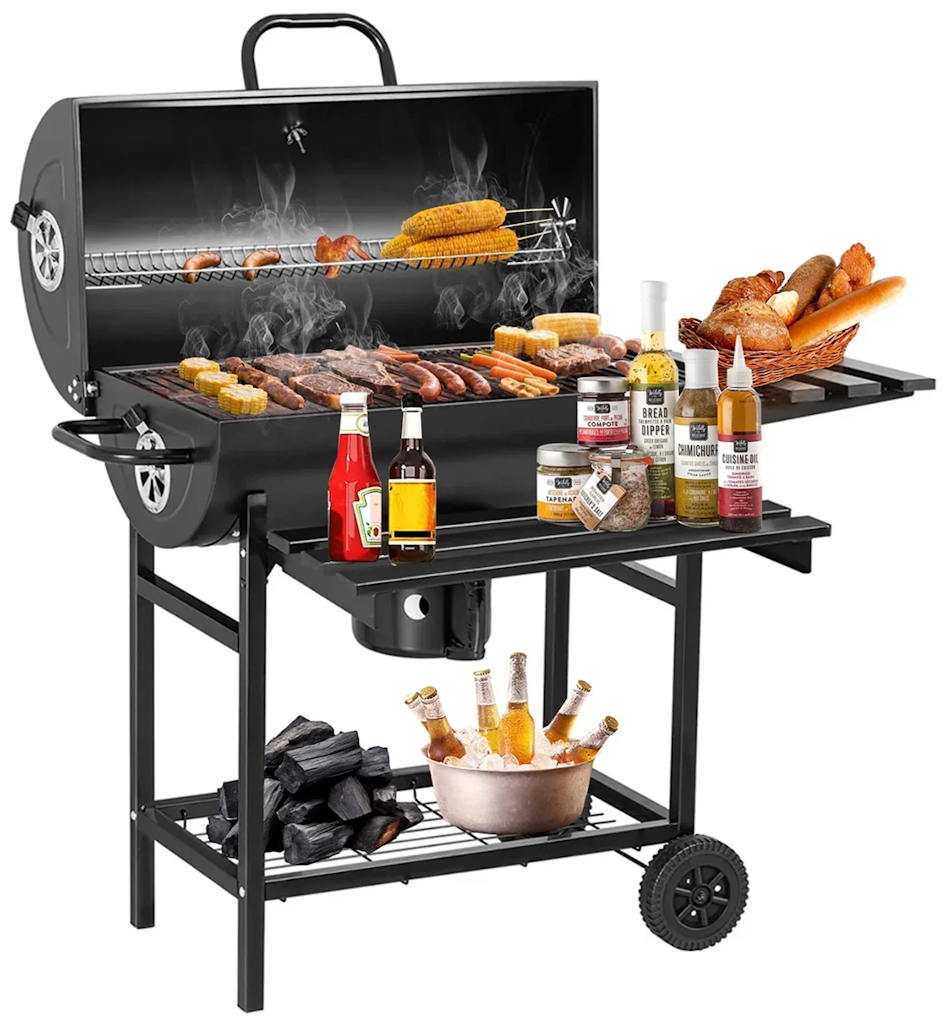 Orfeld Portable Charcoal BBQ Grill w/ 2 Foldable Side Tables: $83