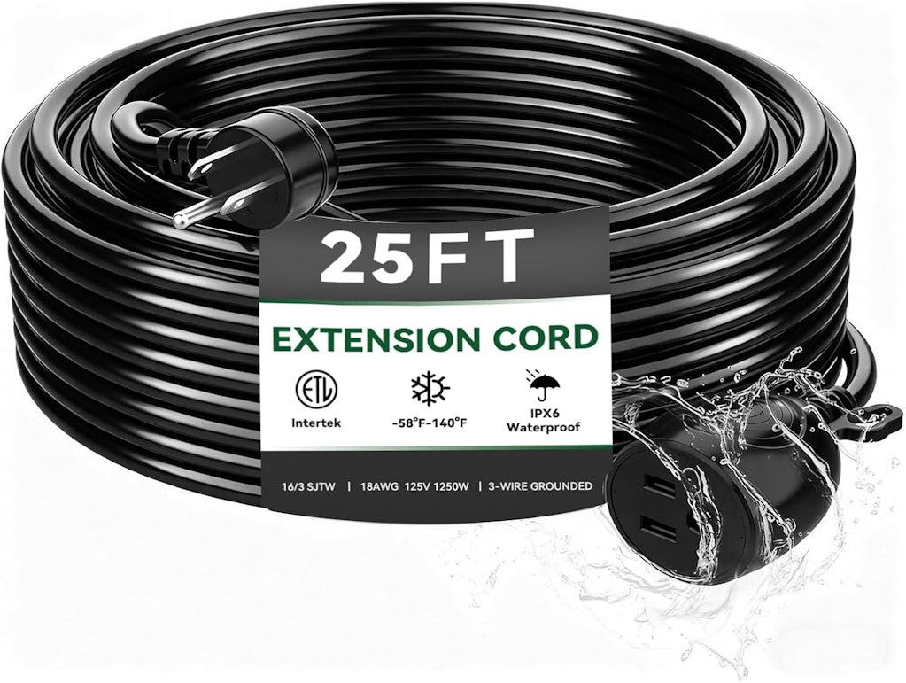 Blackcow 25-Foot Outdoor Power Extension Cord: $8.95