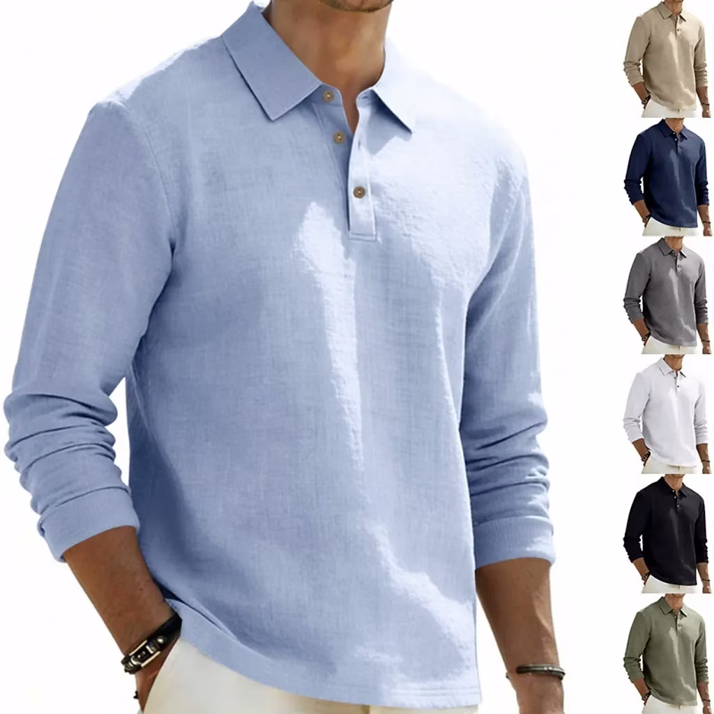 Men's Linen Polo Shirts Casual Linen Tops: 2 for $16 Men's Linen Polo Shirts Casual Linen Tops: 2 for $16