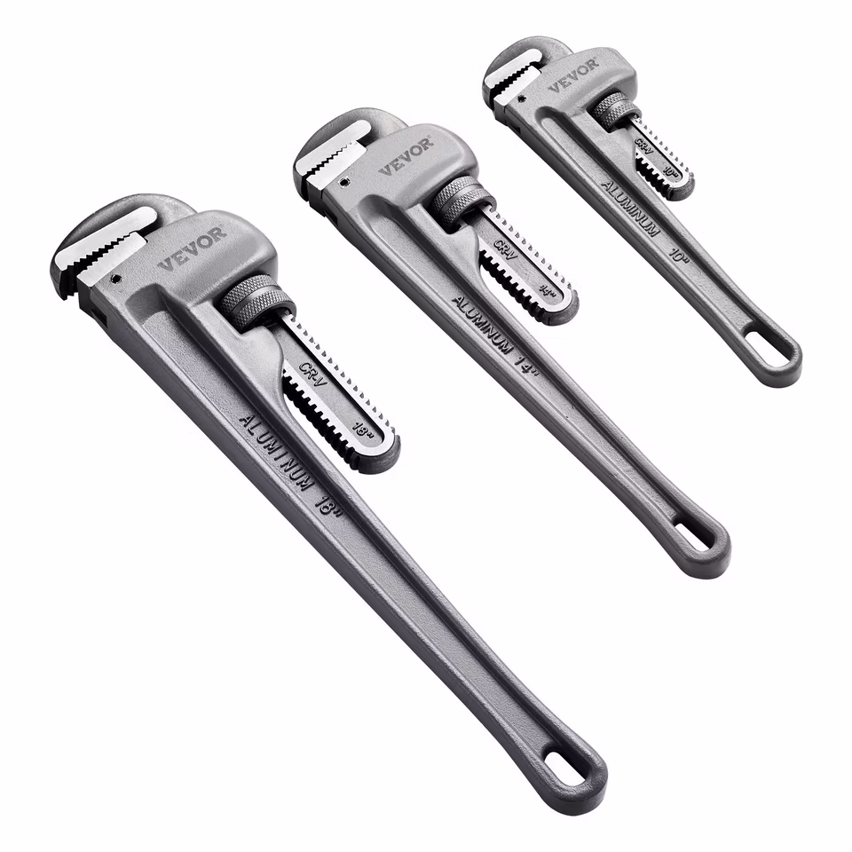 Vevor 3-Piece Heavy-Duty Straight Pipe Wrench Set: $41