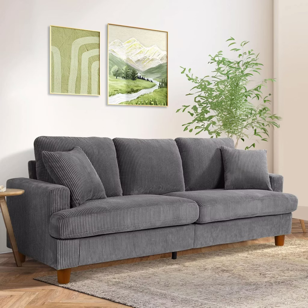 87" 3-Seater Corduroy Sofa : $142