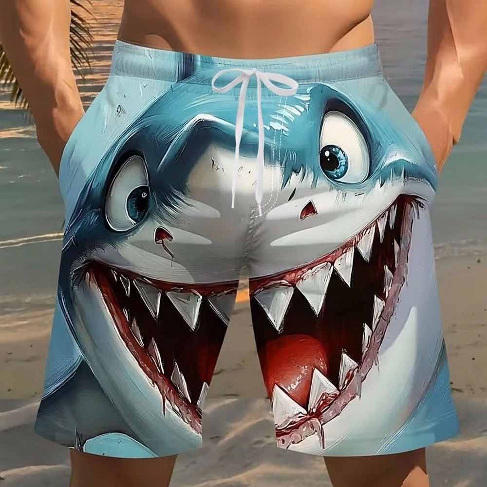Men's Animal Cartoon Shark Swim Trunks: $8 Men's Animal Cartoon Shark Swim Trunks: $8