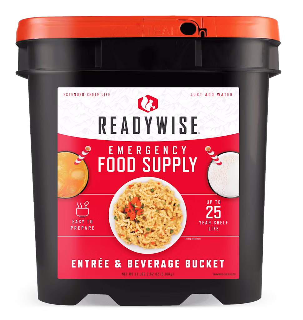 ReadyWise 120-Serving Entreé & Beverage Emergency Food Bucket: $74