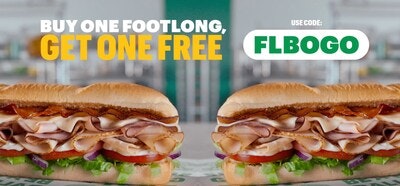 Subway Footlongs: Buy one get one free Subway Footlongs: Buy one get one free