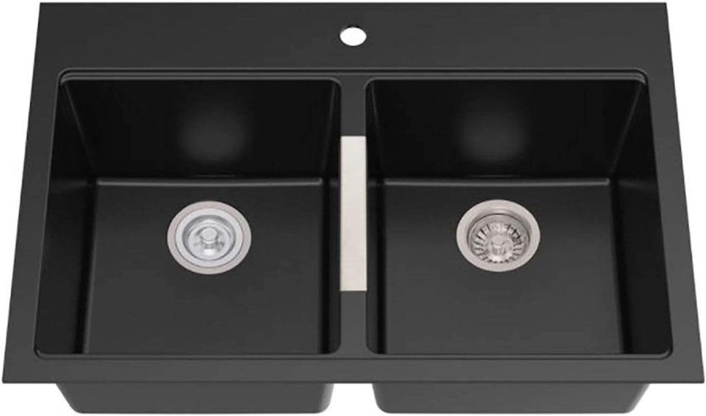 33" Drop-In/Undermount Double Bowl Granite Kitchen Sink: $200 33" Drop-In/Undermount Double Bowl Granite Kitchen Sink: $200