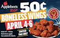 Applebee's Boneless Wings: 50 cents