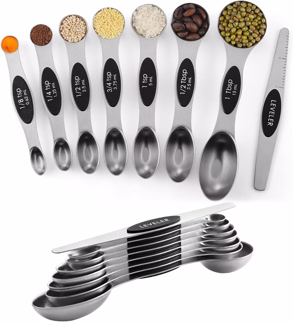 Stainless Steel Magnetic Measuring Spoons Set: $6.29