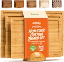 Smirly Bamboo Cutting Board Set with Holder for $30 + free shipping