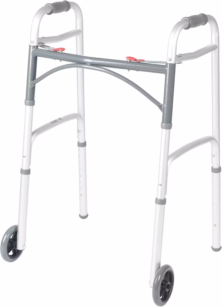 Drive Medical Two-Button Folding Walker w/ Wheels: $28 Drive Medical Two-Button Folding Walker w/ Wheels: $28