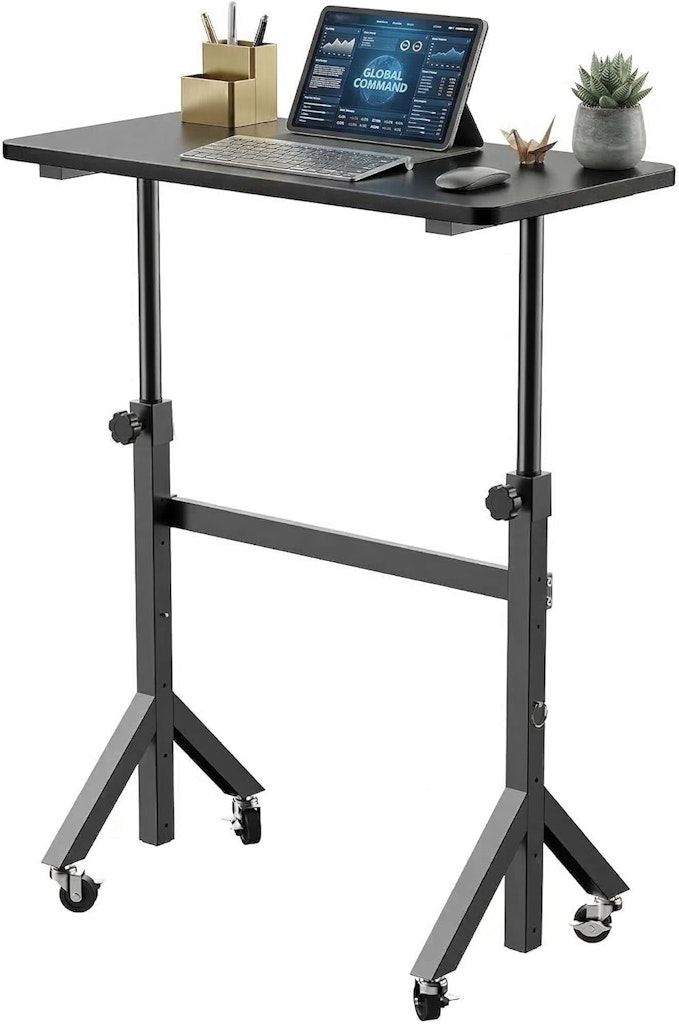 Huanuo Adjustable Mobile Desk with Wheels: $29.99