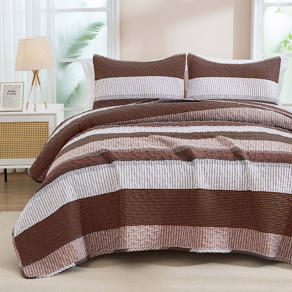 Andency 3-Piece King Striped Patchwork Quilt Set: $35.74 Andency 3-Piece King Striped Patchwork Quilt Set: $35.74