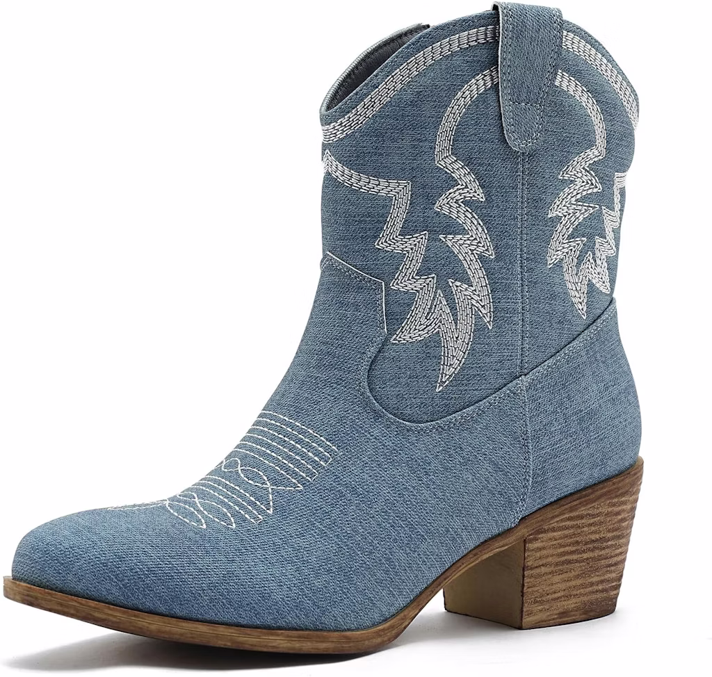 Globalwin Women's Denim Western Cowboy Mid-Calf Boots: $22.99