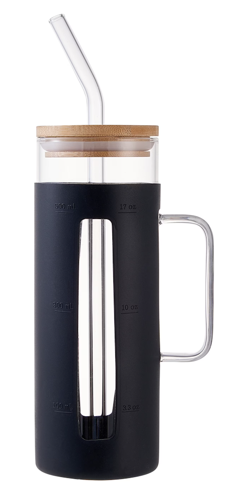 Mainstays 22-oz. Glass Tumbler w/ Silicone Sleeve, Bamboo lid, Glass Straw: $4.75 Mainstays 22-oz. Glass Tumbler w/ Silicone Sleeve, Bamboo lid, Glass Straw: $4.75