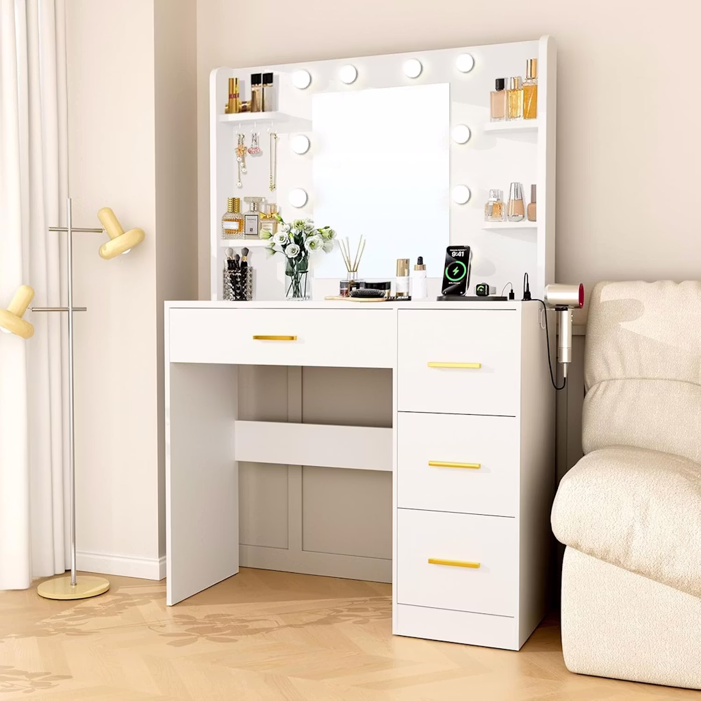 Habiubiu 35" Vanity Mirror Desk with Lights: $96.59