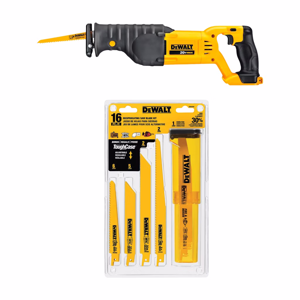 DeWalt 20V Reciprocating Saw w/ 16-Pack Reciprocating Blades: $129