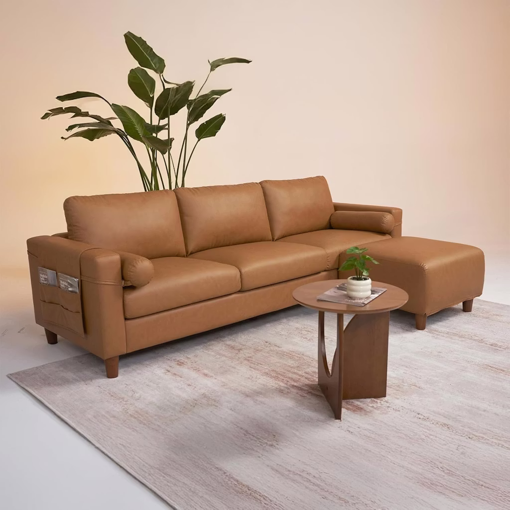 Vesgantti 100" L Shaped Faux Leather Couch with Ottoman: $324.99 in cart Vesgantti 100" L Shaped Faux Leather Couch with Ottoman: $324.99 in cart