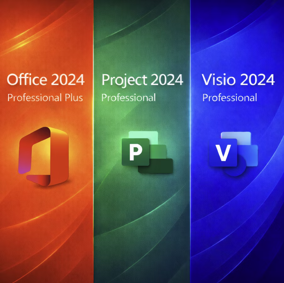Microsoft Office Pro 2024 + Microsoft Project Pro 2024 + Microsoft Visio Pro 2024 1-PC Lifetime License Bundle: $15