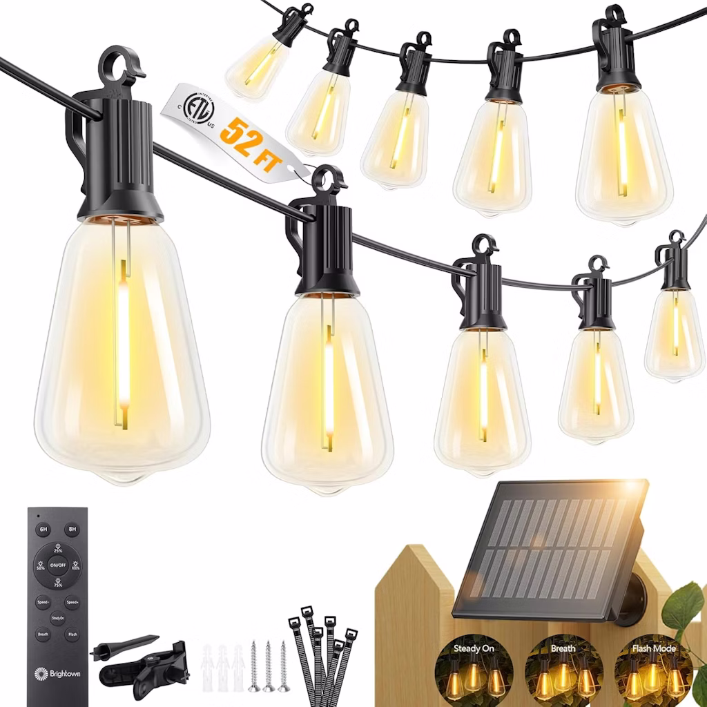 52-Foot Solar String Lights: $20