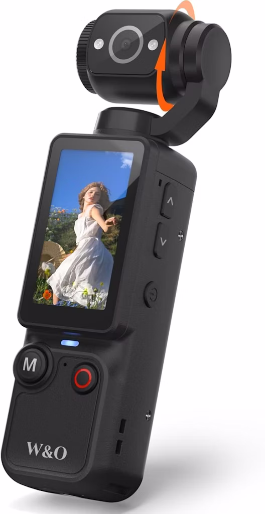 W & O Vlogging Camera with 180° Rotating Lens: $30