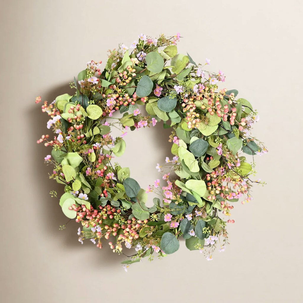 24" Artificial Wildflower Eucalyptus Berry Thanksgiving Day Fall Wreath Birch Lane Promo : $4 off + an extra 10% off 