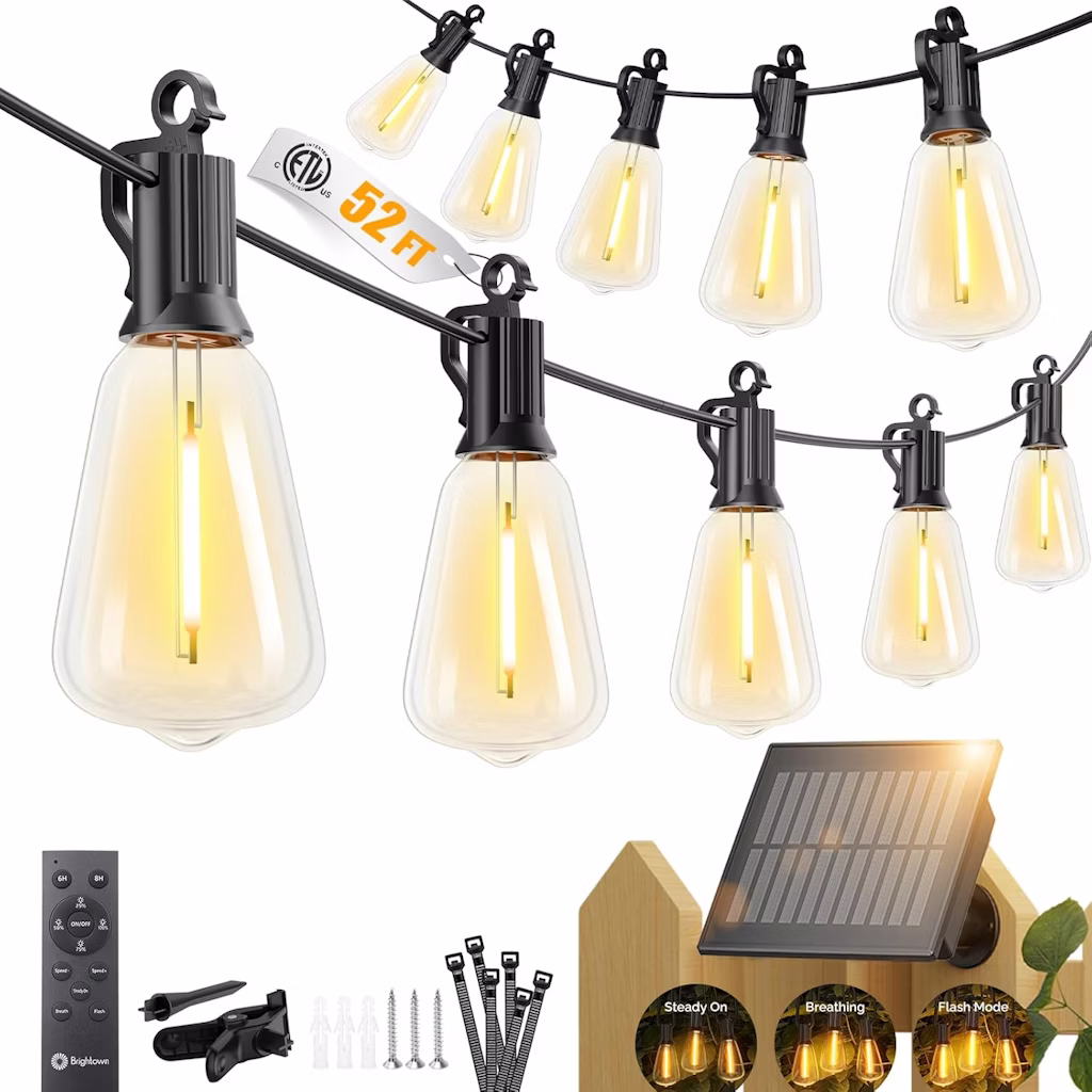 Brightown 52-Foot Solar String Lights: $14
