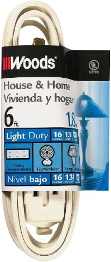 Woods 6-Foot 16-Gauge Light Duty Extension Cord: $3.97