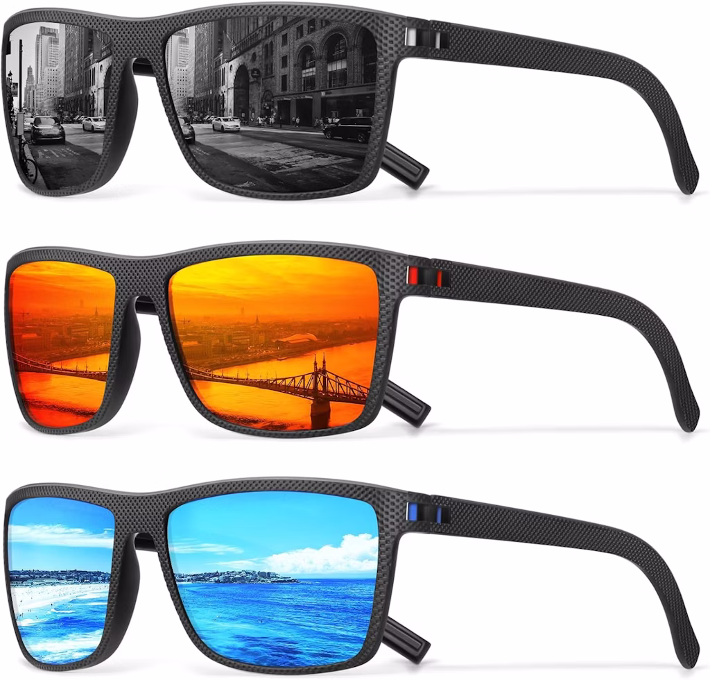 Men's Square Polarized Sunglasses 3-Pack: $9.97