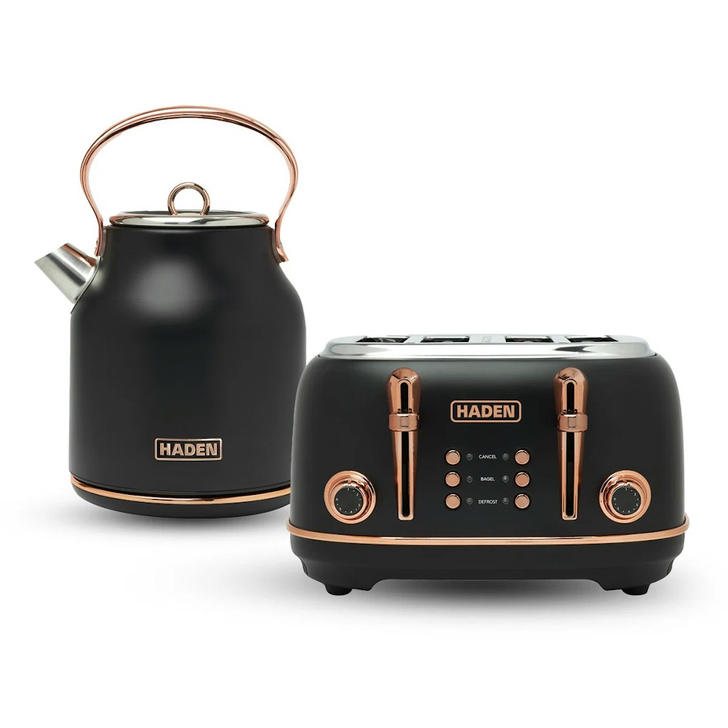 Haden Heritage Black & Copper Bundle with 4-Slice Toaster and Electric Kettle: $184 + extra 10% off