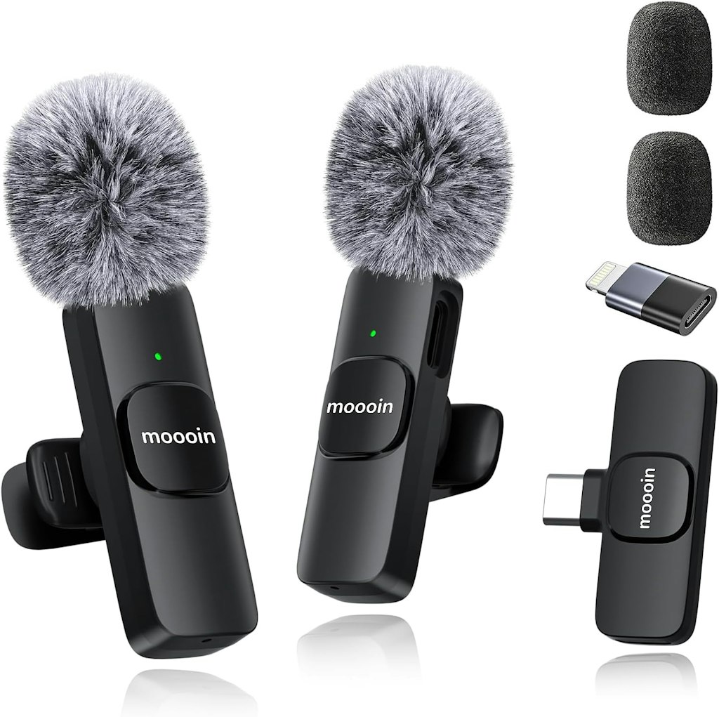 Moooin Wireless Lapel Microphone 2-Pack: $9.91