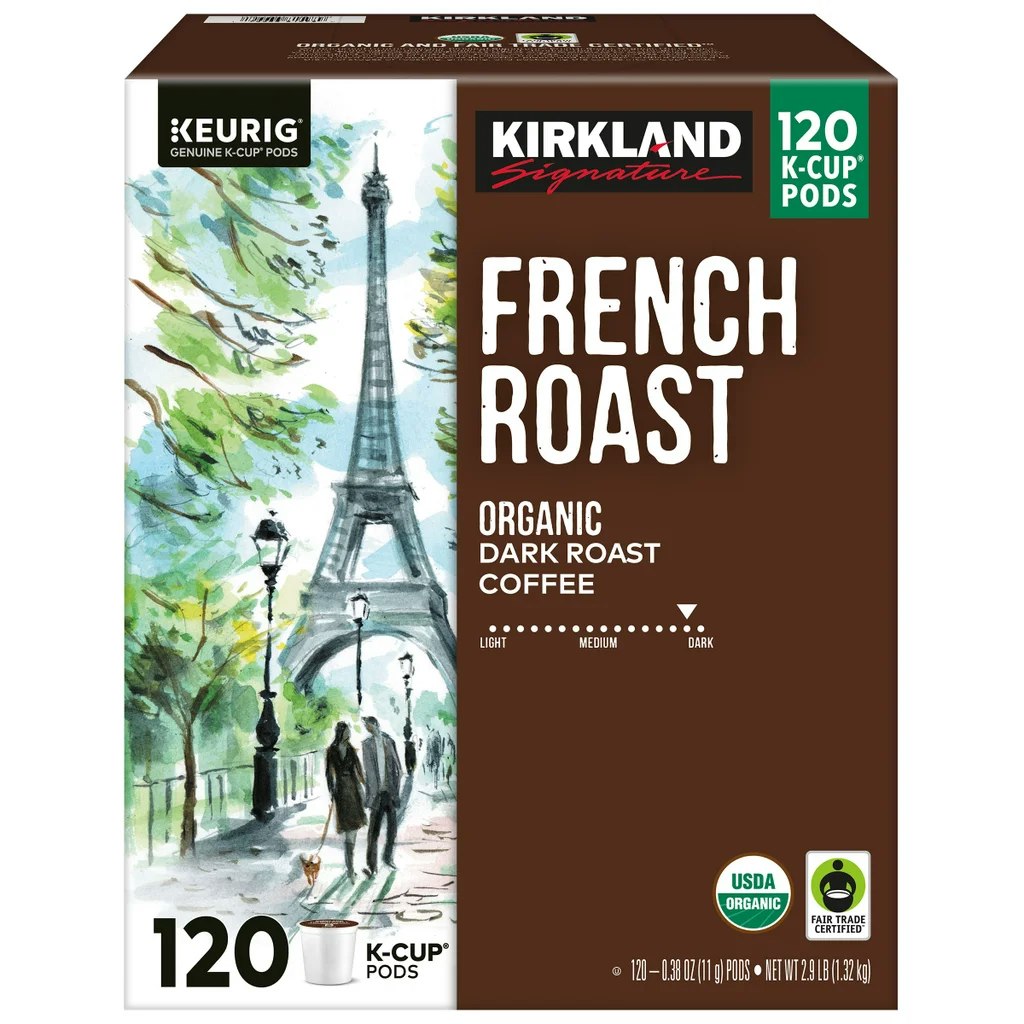 Kirkland Signature Coffee 120-Count Organic French Roast K-Cup Pods: $45