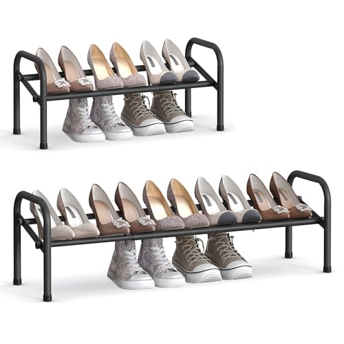 Songmics Expandable 1-Tier Shoe Rack Shelf for 10 Pairs: $15.98