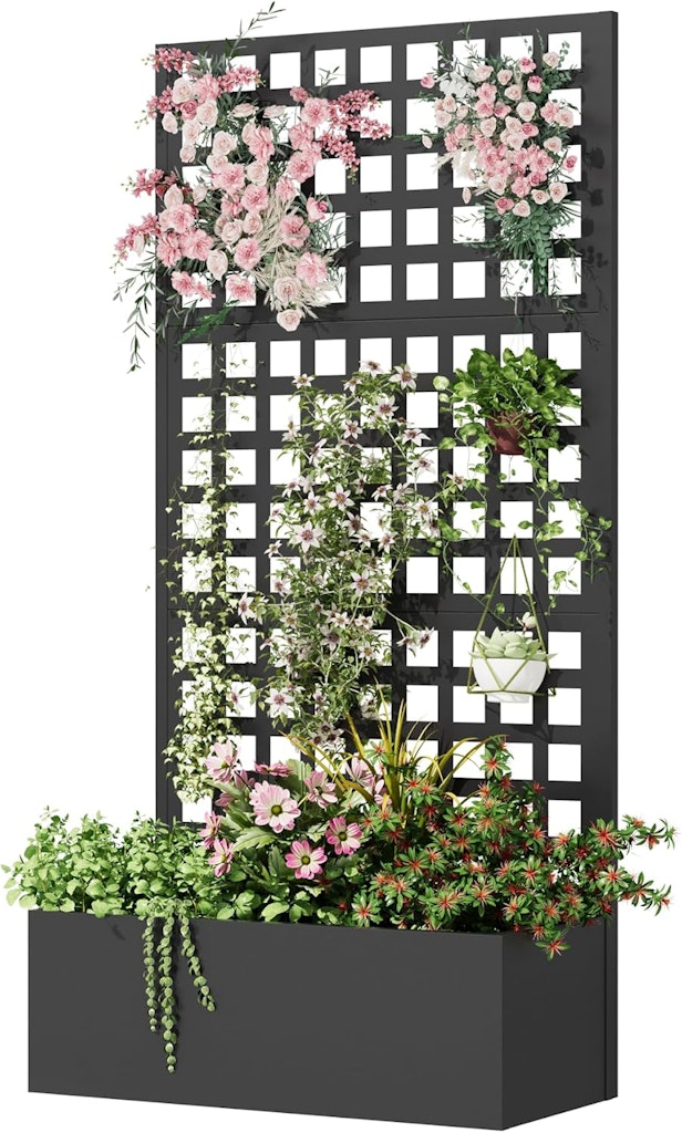 Metal Planter Box with Trellis: $90