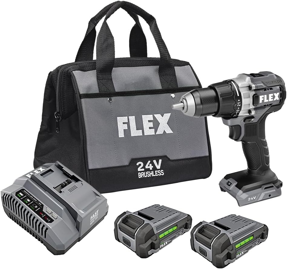 Flex 24V 0.5" 2-Speed Drill Driver Kit w/2 2.5Ah Lithium Battery & 160W Fast Charger: $165