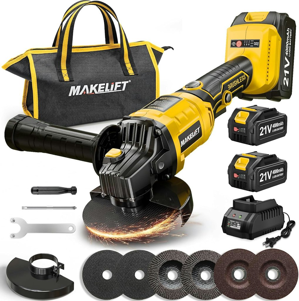 Makelife 21V 4-1/2" Brushless Cordless Angle Grinder : $70