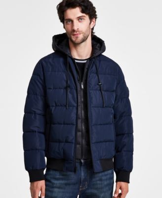 Michael Kors Men's Hooded Puffer Bomber Jacket: $44