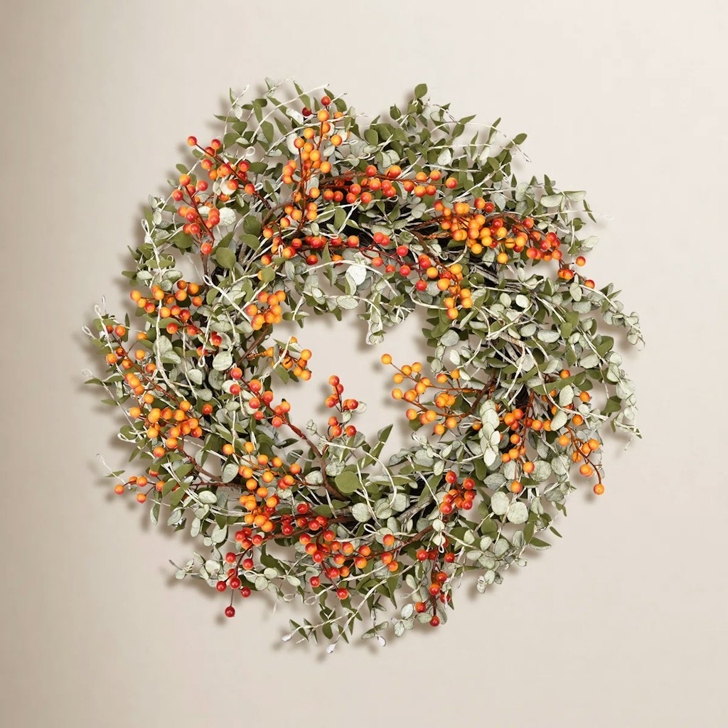 24" Artificial Eucalyptus Berry Thanksgiving Fall Front Door Wreath Promo at AllModern: $69 + extra 10% off 24" Artificial Eucalyptus Berry Thanksgiving Fall Front Door Wreath Promo at AllModern: $69 + extra 10% off