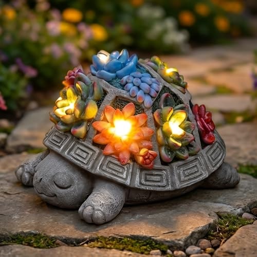 Snclriao Solar Turtle Garden Decor with 7 LED Lights: $14.99