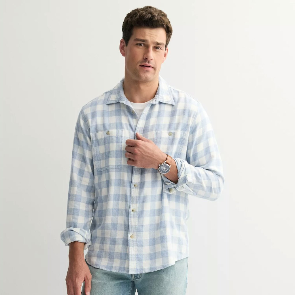 Sonoma Goods For Life Men's Supersoft Flannel Button-Down Shirt: $4