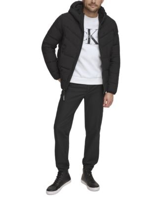 Calvin Klein Men's Chevron Stretch Jacket With Sherpa Lined Hood: $49
