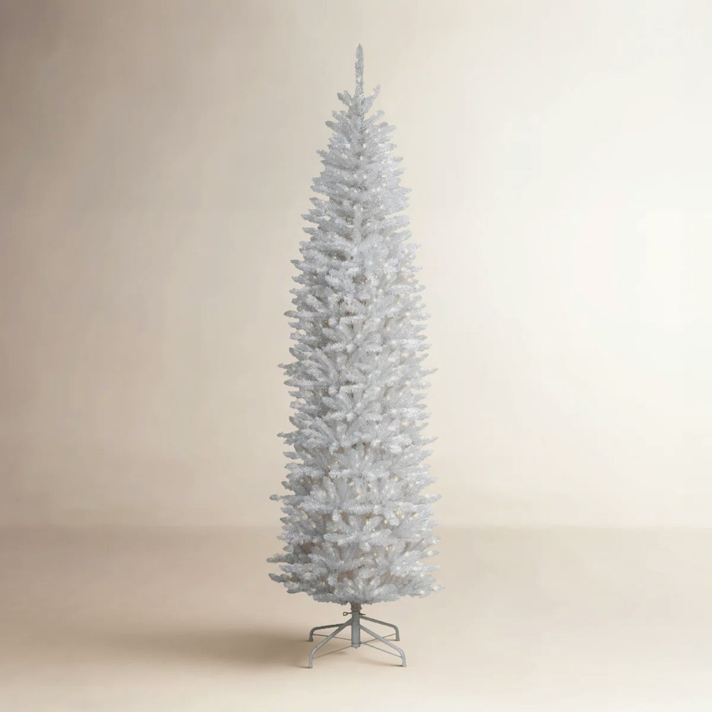 The Holiday Aisle Kingswood Fir White Pencil Tree with Clear Lights Promo at AllModern: $188 + extra 10% off The Holiday Aisle Kingswood Fir White Pencil Tree with Clear Lights Promo at AllModern: $188 + extra 10% off