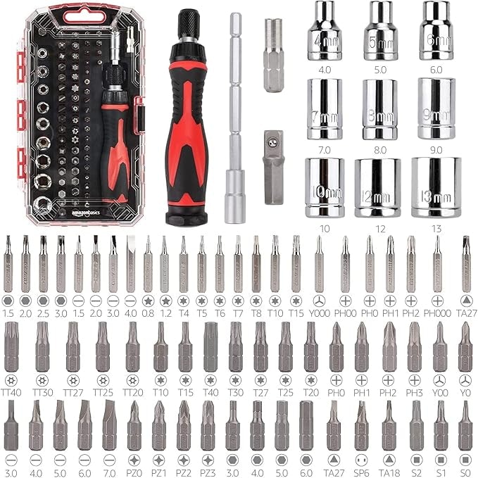 Amazon Basics Magnetic Ratcheting Wrench & Screwdriver 73-Piece Set: $15