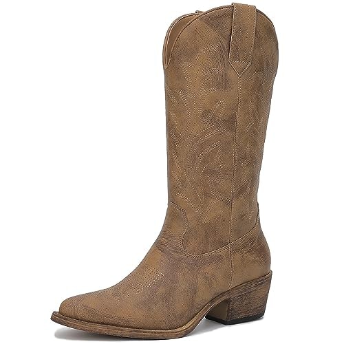 Globalwin Women's Camel Tan Cowboy Boots: $21.99