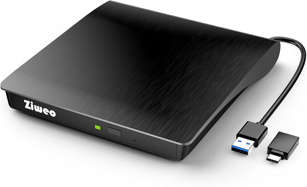 Ziweo Portable USB 3.0 Type-C CD/DVD Drive: $11.49