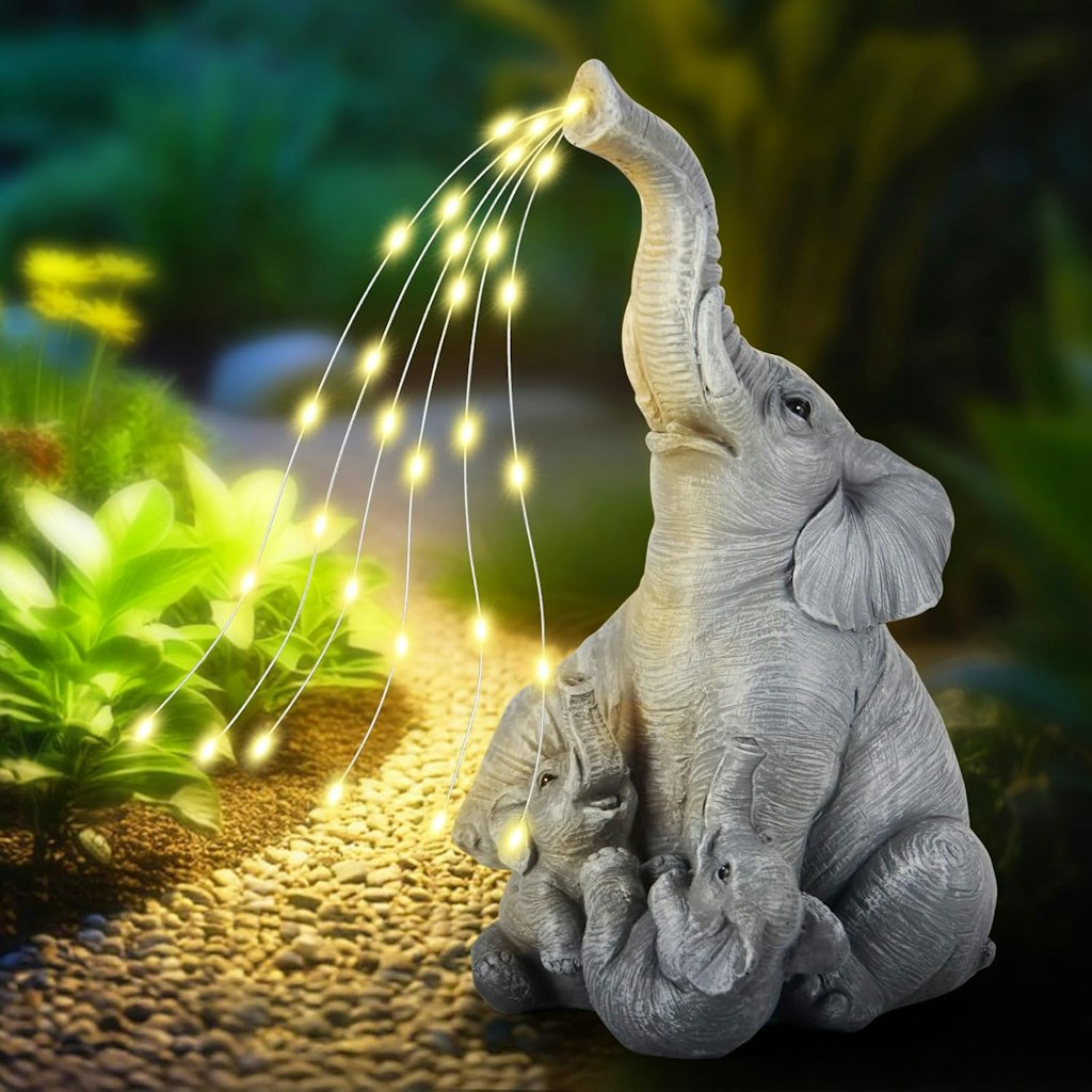 Solar Garden Elephant Family Statue: $14.99