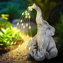 Solar Garden Elephant Family Statue for $15 + free shipping w/ Prime