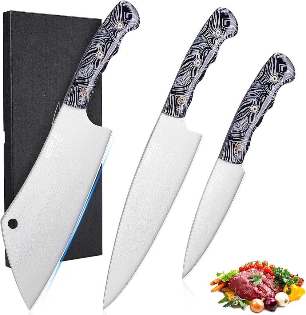 Topfeel 3-Piece Stainless Steel Chef Knife Set: $39.99
