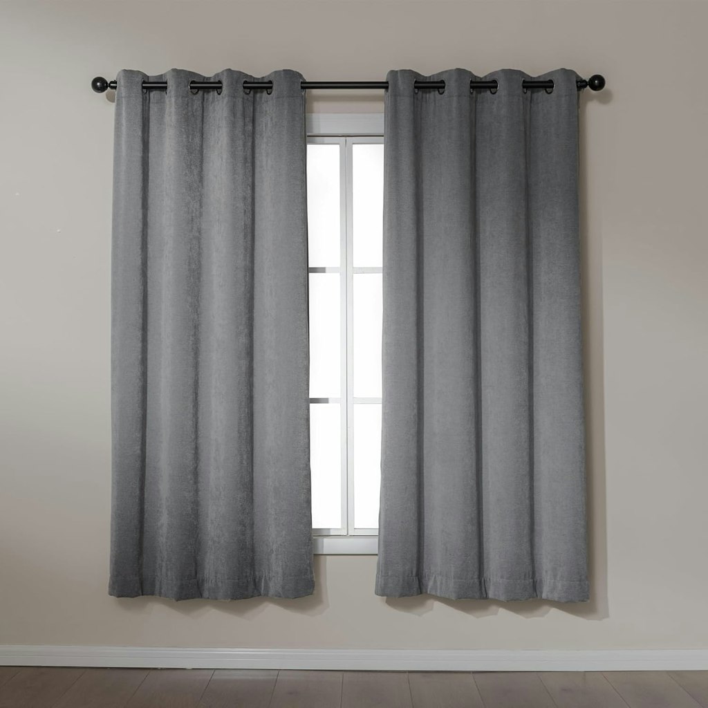 Amazon Basics Grey Chenille Curtains 42" x 72" 2-Panel Set: $11.24