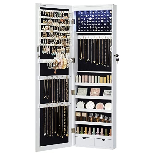 Songmics Lockable Mirror Jewelry Cabinet w/ LEDs: $71.99