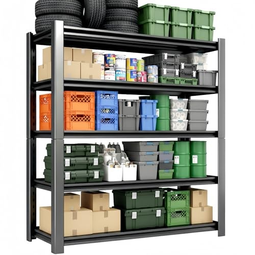 Hangzhou Xinhongyang Jidian-One Day Placement - 3500 LBS Heavy Duty Garage Shelving, 48" W x 20" D x 74" H Metal Storage Shelves, Adjustable Boltless Steel Storage Rack for Garage, Basement, Warehouse, Pantry: $89.99