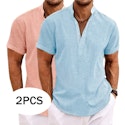 Men's Linen Popover Shirts 2-Pack for $13 + $9 shipping